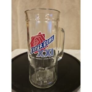Vintage 1987 NFL Football Super Bowl XXI 7" Mug Glass Stein Broncos vs Giants